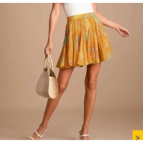 Free People Sway My Way A Line Short Skirt Pull On Lined Flowey Beachy Size XS - Picture 1 of 12
